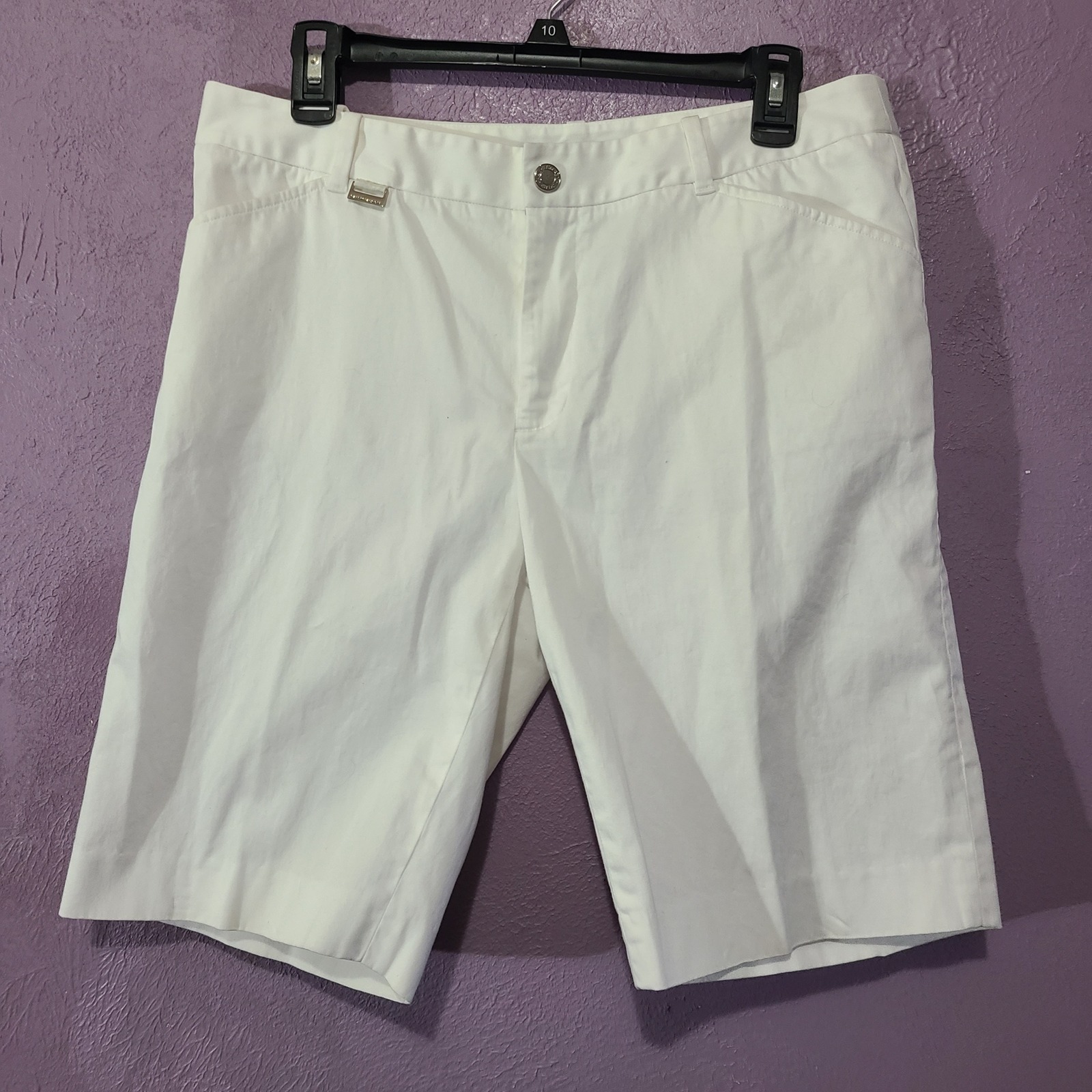 Ralph Lauren Bermuda Golf Shorts Womens Size 12 White Mid Rise Cotton Stretch